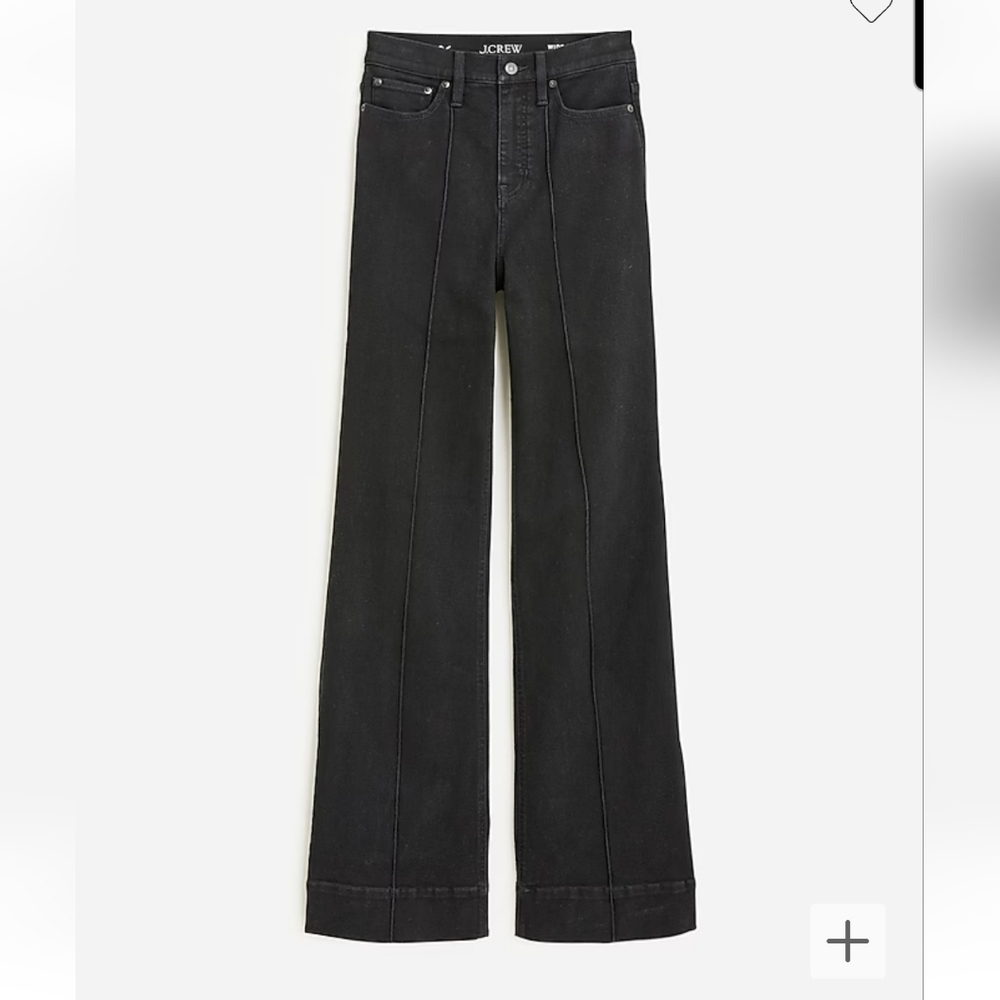 NWOT J.Crew Pintuck Denim Trousers 27 Black